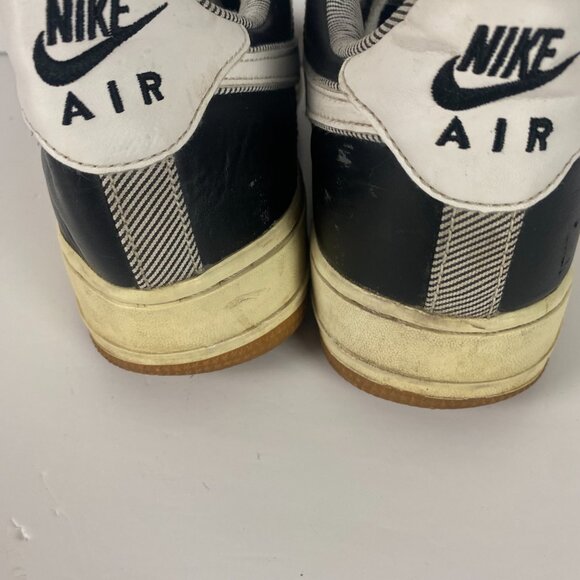 Nike Air Force 1 Sneakers Men's Sz 10 Shoes Black Seersucker Pack Low Pinstripe - Picture 11 of 14